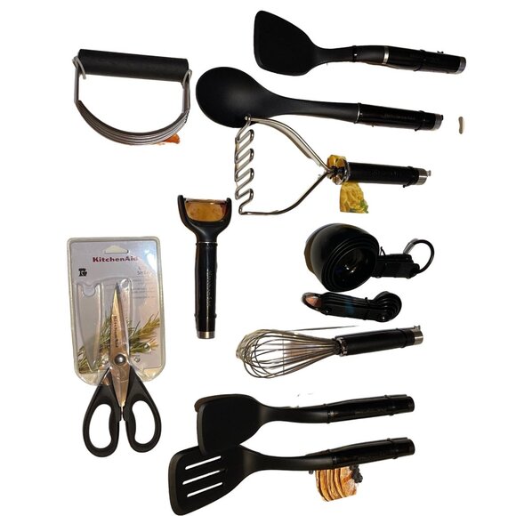 KitchenAid 18-Piece Black & Stainless Steel Utensil Set - Turner Masher Shears W - Picture 1 of 6
